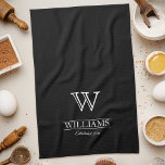 Personalised Simple Classic Monogram Family Name Tea Towel<br><div class="desc">Create your own custom classy and elegant personalised kitchen towel with your family name and monogram. To edit this design template, simply edit the text fields as shown above. You can even add more text or images, customise fonts and background colour. Treat yourself or make the perfect gift for family,...</div>