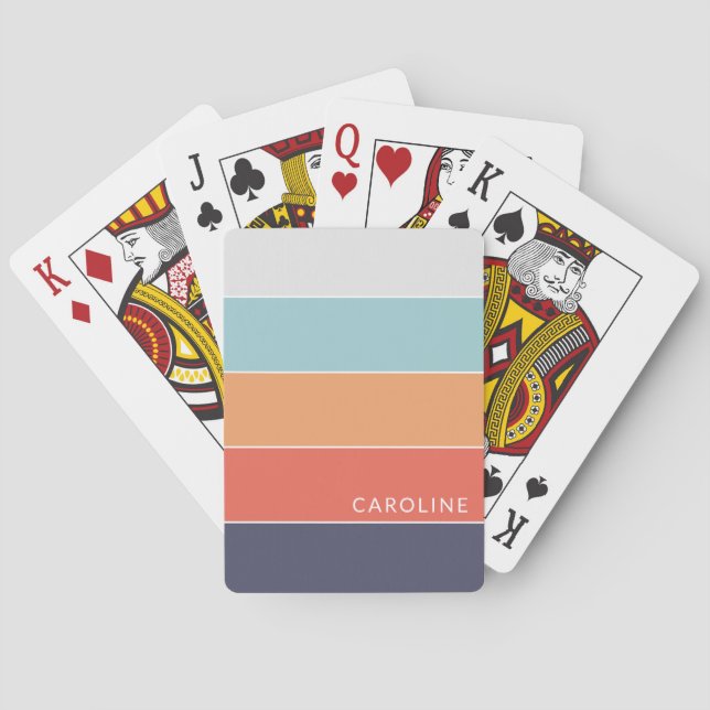 Personalised Simple Colourful Fun Stripes Pattern  Playing Cards (Back)