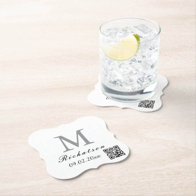 Personalised simple custom Bracket  QR cord Paper Coaster (Insitu)