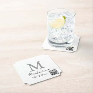 Personalised simple custom Ticket QR cord Paper Coaster