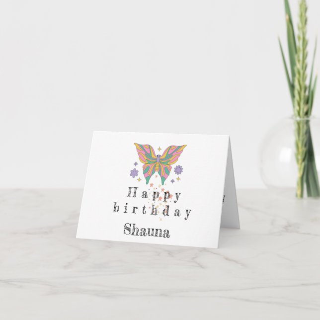 Personalised simple cute butterfly birthday card (Front)