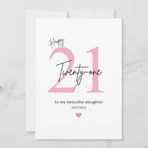 Personalised Simple Daughter 21st Birthday Card