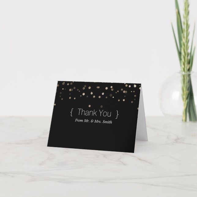Personalised Simple Elegant Black GlitterThank You Thank You Card (Front)