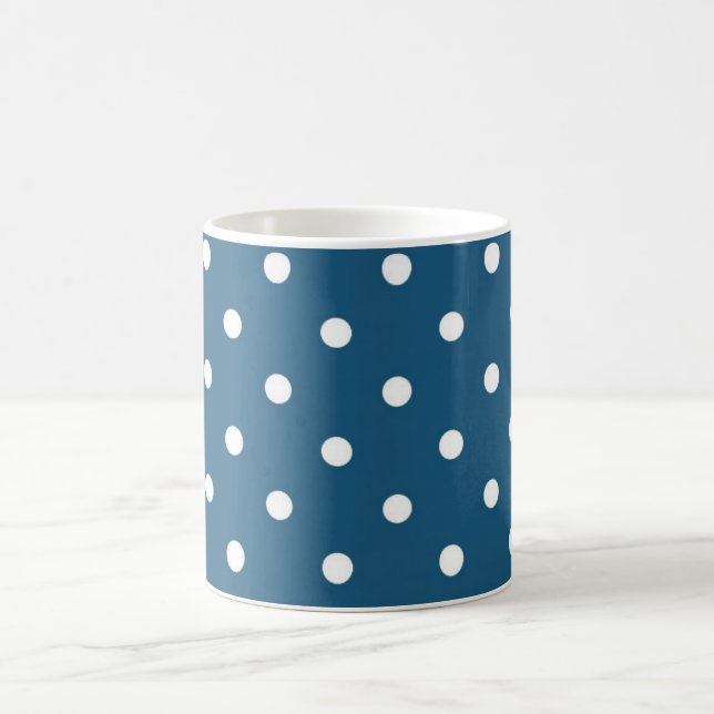 Personalised Simple Elegant Blue Polka Dots Coffee Mug (Center)
