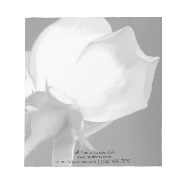 Personalised, Simple Elegant Rose, Black and White Notepad (Front)