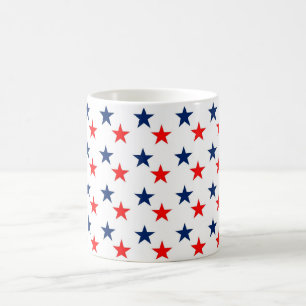 Personalised Simple Elegant Stars Red & Blue Coffee Mug