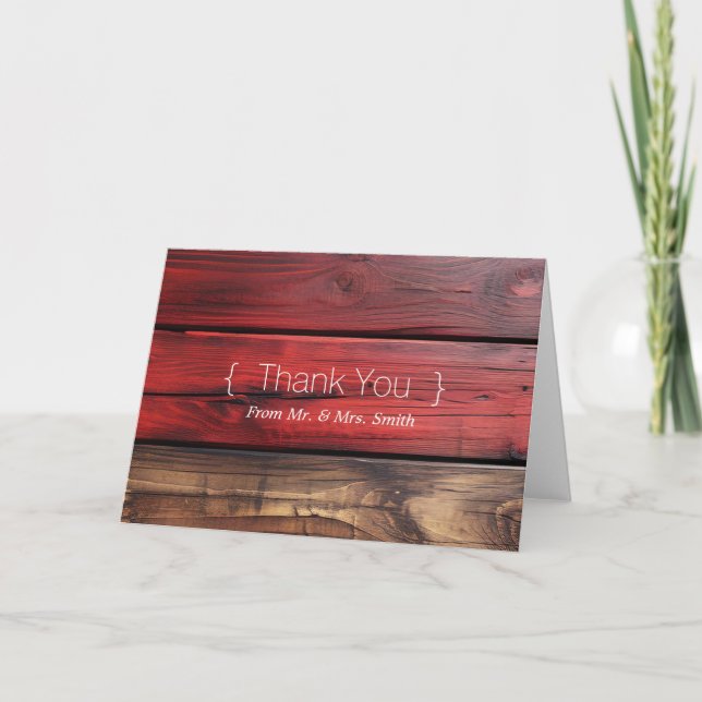Personalised simple Elegant Thank You Wooden Card (Front)