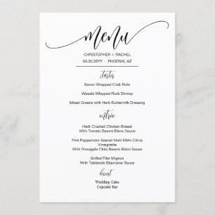 Personalised Simple Elegant Wedding Event Menu