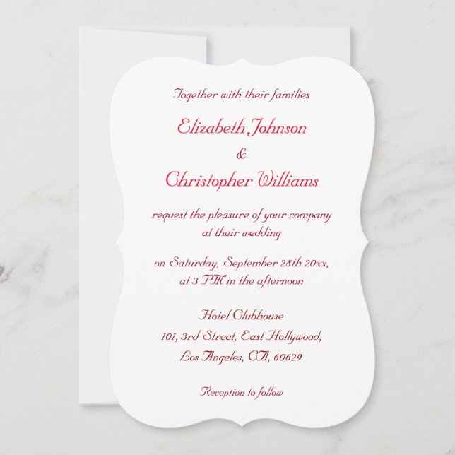 Personalised Simple Elegant Wedding Invitation (Front)