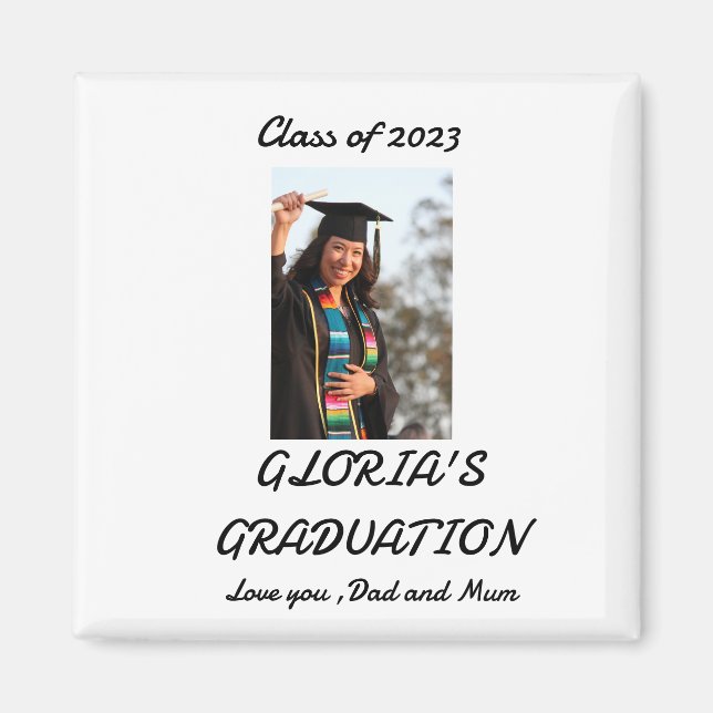 Personalised simple Graduation Photo  Magnet (Front)