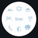 Personalised Simple Light Blue Hanukkah Gift Tag<br><div class="desc">Label your Hanukkah gifts with these darling stickers to keep organised this holiday season!</div>