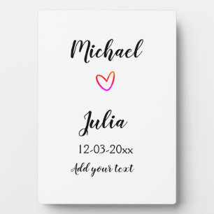 personalised simple minimal add your name red hear plaque