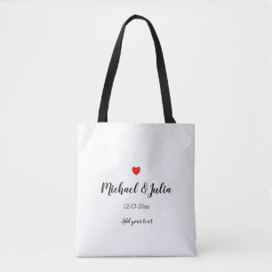 personalised simple minimal add your name year hea tote bag
