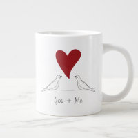 Personalised Simple Modern Birds in Love Red Heart