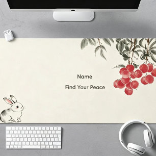 Personalised Simple Modern Bunny Lychee Desk Mat