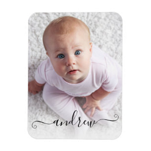 Personalised Simple Modern Calligraphy Photo Magnet