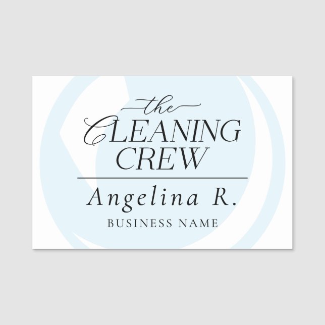Personalised Simple Modern Cleaning Crew Name Tag (Front)