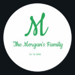 personalised simple monogram add your name wedding classic round sticker<br><div class="desc">design</div>