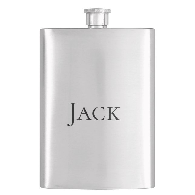 personalised simple monogram add your name wedding hip flask (Front)