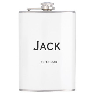 personalised simple monogram add your name wedding hip flask