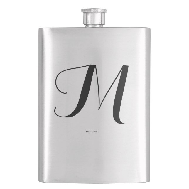 personalised simple monogram add your name wedding hip flask (Front)