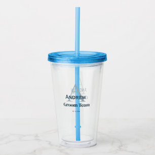 personalised simple monogram groom team groomsmen  acrylic tumbler