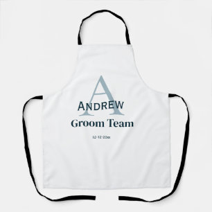 personalised simple monogram groom team groomsmen  apron