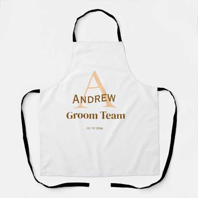 personalised simple monogram groom team groomsmen  apron (Front)
