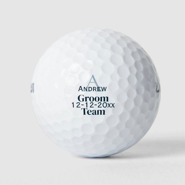 personalised simple monogram groom team groomsmen  golf balls (Front)