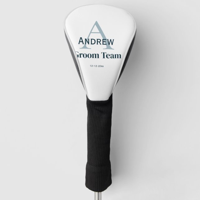 personalised simple monogram groom team groomsmen  golf head cover (Front)