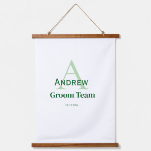 personalised simple monogram groom team groomsmen  hanging tapestry