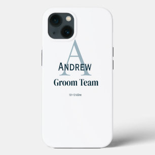 personalised simple monogram groom team groomsmen iPhone 13 case