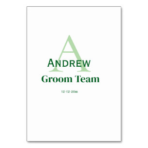 personalised simple monogram groom team groomsmen  table number