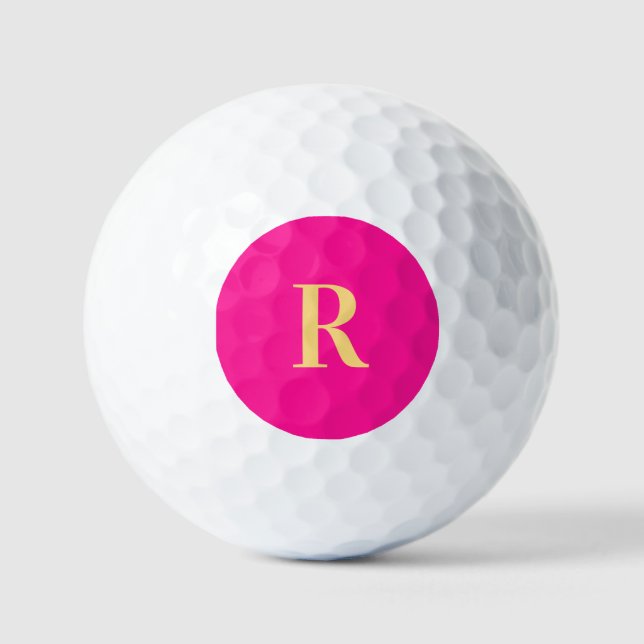 Personalised Simple Monogram Hot Pink Golf Balls (Front)