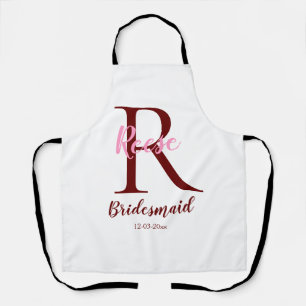 personalised simple monogram name bridesmaid date  apron