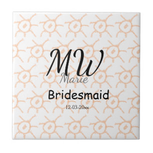 personalised simple monogram name bridesmaid spark tile