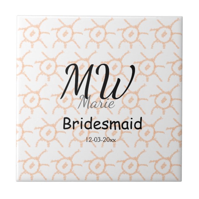 personalised simple monogram name bridesmaid spark tile (Front)