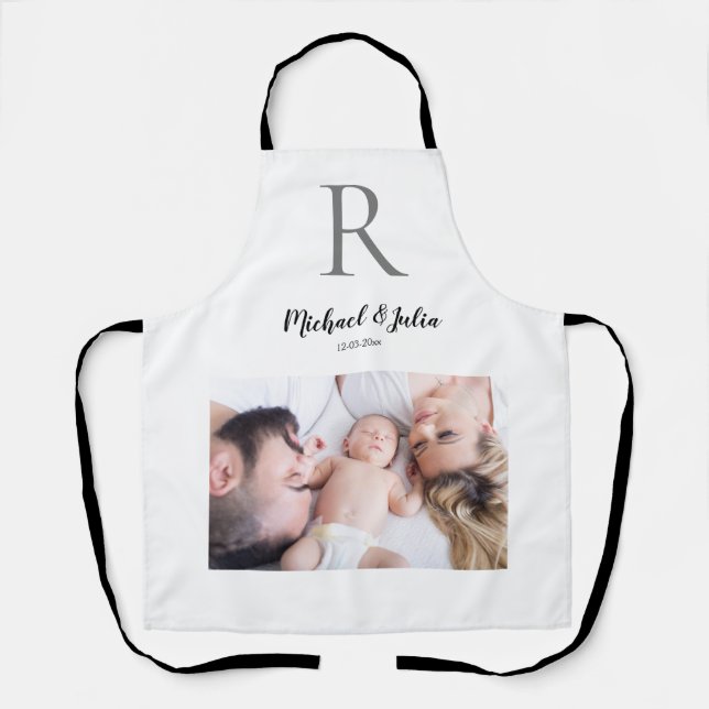 personalised simple monogram name first christmas  apron (Front)