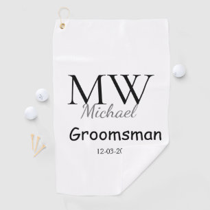 personalised simple monogram name groomsman minima golf towel