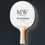 personalised simple monogram name groomsman minima ping pong paddle<br><div class="desc">design</div>