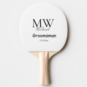 personalised simple monogram name groomsman minima ping pong paddle