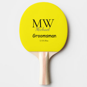 personalised simple monogram name groomsman minima ping pong paddle