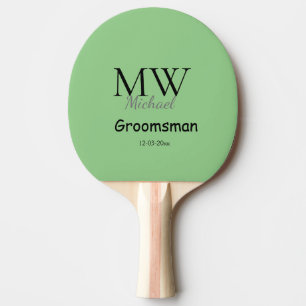 personalised simple monogram name groomsman minima ping pong paddle
