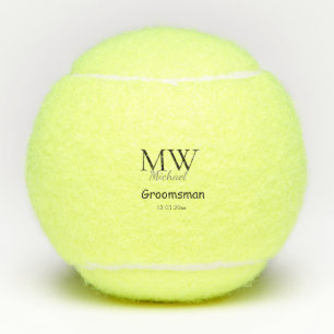 personalised simple monogram name groomsman minima tennis balls