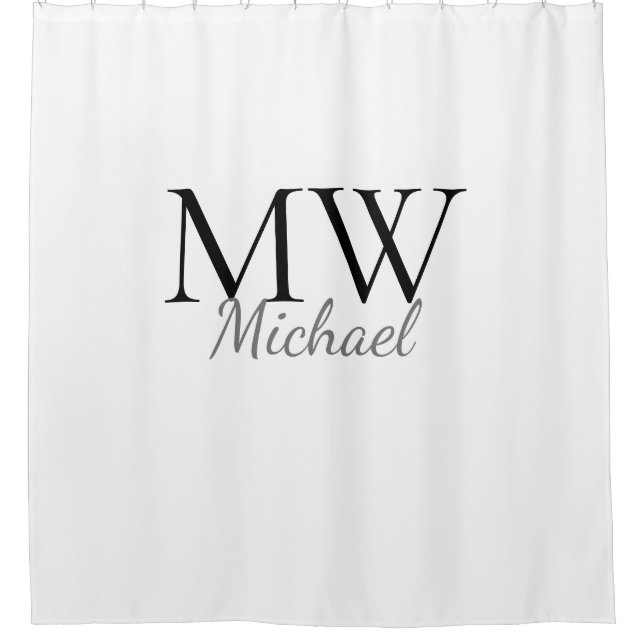 personalised simple monogram name groomsman   shower curtain (Front)