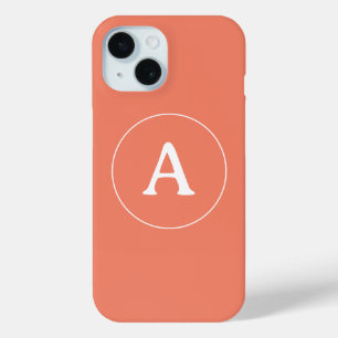 Personalised Simple Monogram Orange iPhone 15 Case