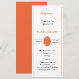 Personalised Simple Orange Baby Shower Invitation