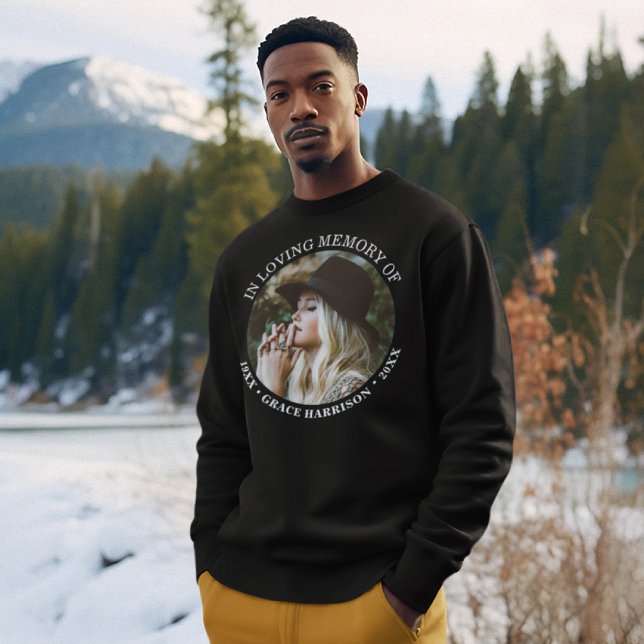 Personalised Simple Photo Name & Dates Memorial  Sweatshirt (Creator Uploaded)