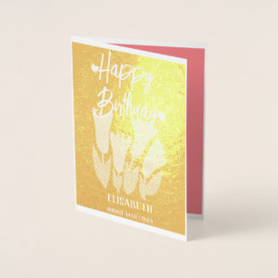 Personalised Simple Purple Floral  Female Birthday Foil Card