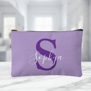 Personalised Simple Purple Monogram Accessory Pouch